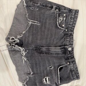 Zara Charcoal Distressed Jean Shorts